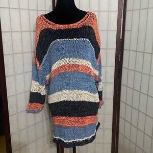 J.JILL STRIPED RIBBON YARN KNIT‎ MULTI COLOR SWEATER SIZE L